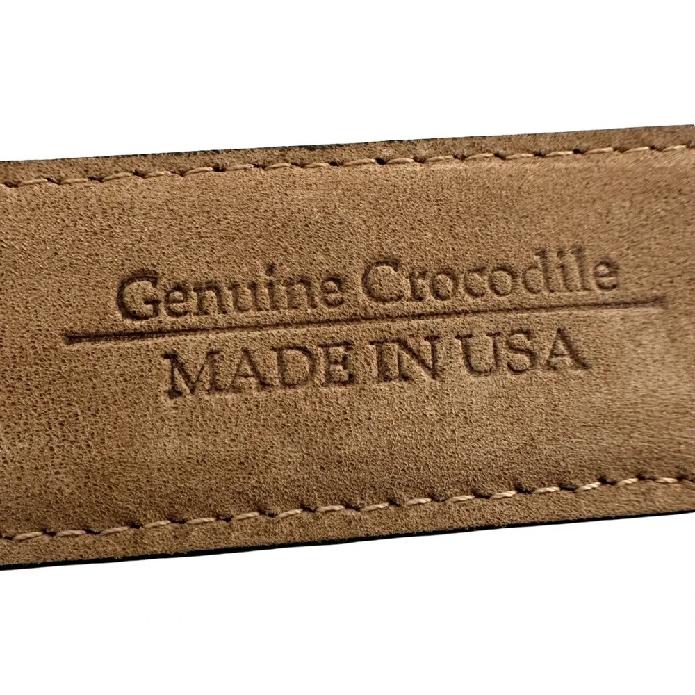 Bespoke Brown Genuine Crocodile Silver Color Buckle Mens Belt Size 36 NEW OTHER